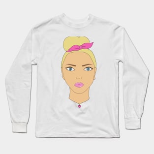 Beautiful stylish cartoon blond woman. Art. Long Sleeve T-Shirt